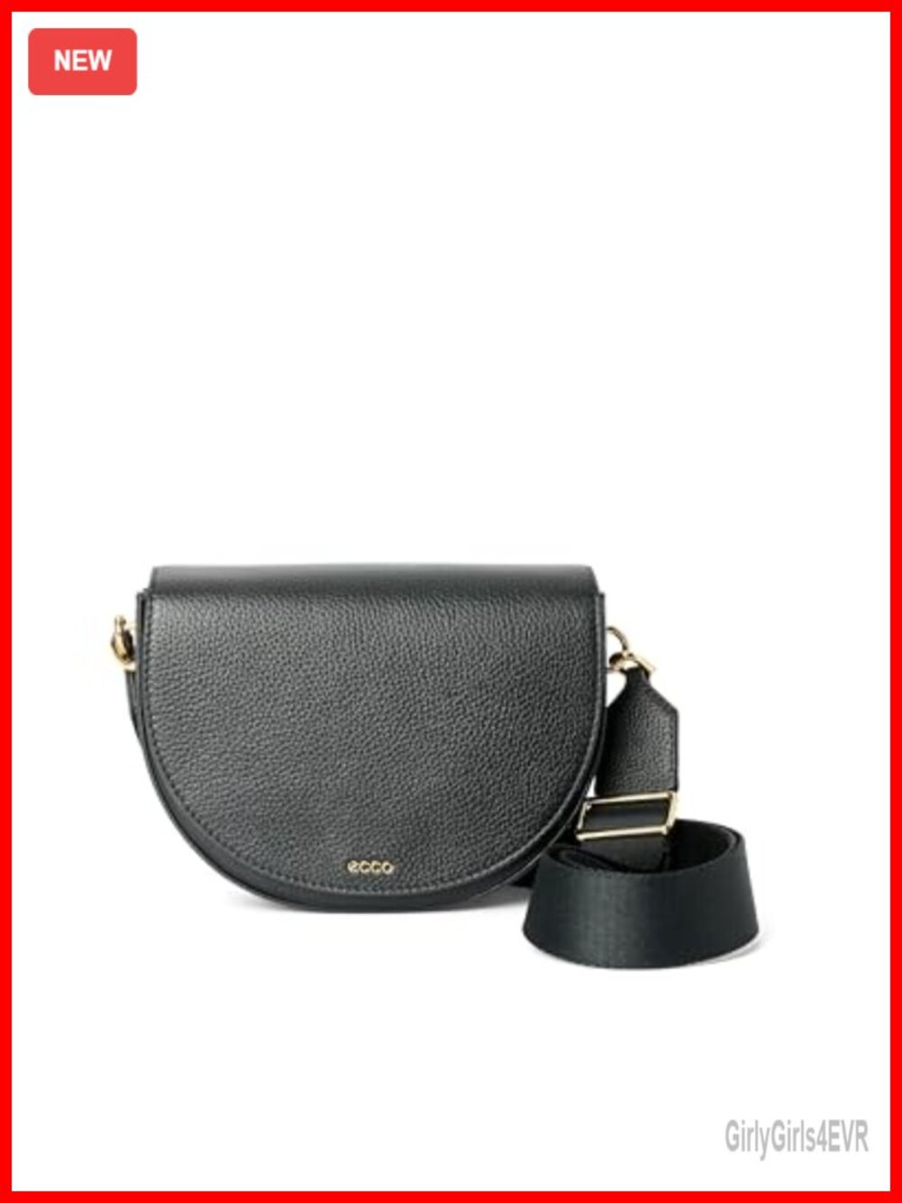 Pebble Grained Leather Saddle Crossbody Bag Adjustable Webbing Strap
